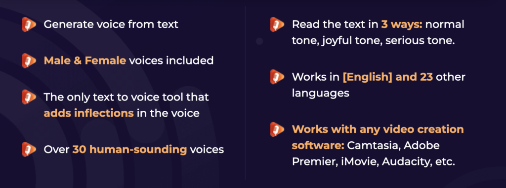 Speechelo features