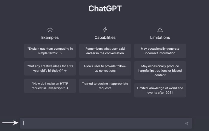 ChatGPT main dashboard